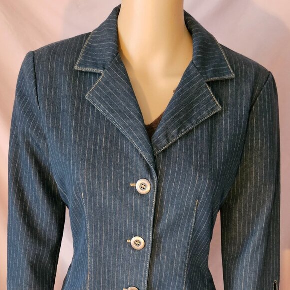 My Michelle denim Pin Striped Blazer - Picture 1 of 6